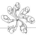 One line drawing Teamwork-3